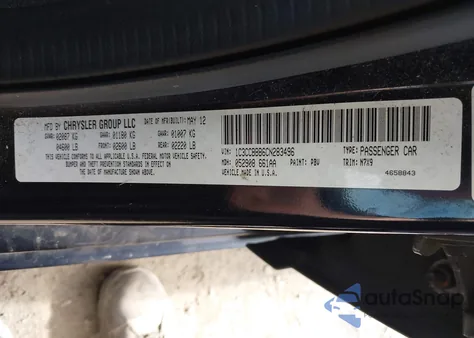 2012 Chrysler 200 Touring from USA, damaged, VIN 1C3CCBBB6CN283496